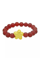 LITZ [SPECIAL] LITZ 999 (24K) Gold Little Star Charm with Red Agate Ring