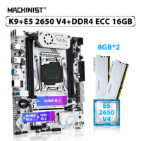 MACHINIST X99 K9 Set Motherboard Kit LGA 2011-3 Intel Xeon E5 2650 V4 Processor CPU RAM DDR4 16GB=2pcs*8GB ECC Memory WIFI M.2