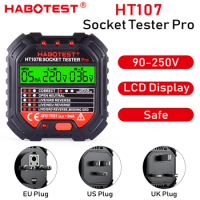 Socket Tester HABOTEST HT106 HT107 Voltage Test Socket Detector 30mA Ground Zero Line Plug Polarity Phase Check With LCD display