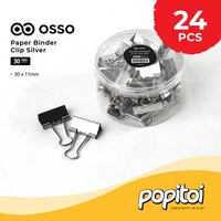 OSSO Paper Binder Clip Silver 15 19 25 30 40 50 mm Klip Kertas Penjepit Metal Stainless 30mm (24 pcs