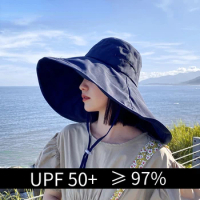 Wide Brim UPF 50+ Sun Hat Women Anti-UV Protection Hiking Fisherman Cap Fold Summer Solid Beach Bucekt Hat 2022