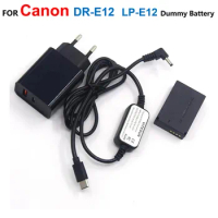 DR-E12 DC Coupler LP-E12 Dummy Battery+PD Charger+USB Type-C Charger Cable For Canon EOS M2 M10 M50 M100 M200 Camera