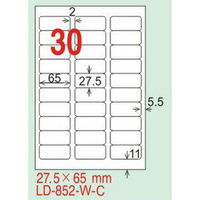 【龍德】LD-852(圓角) 雷射、影印專用標籤-紅銅板 27.5x65mm 20大張/包