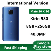 EU Version HuaWei Mate 20 X 5G EVR-N29 Mobile Phones Dual Sim 8GB 256GB 7.2" OLED Kirin 980 NFC 40.0MP Android 9.0 40W Charger