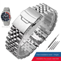สำหรับหมายเลข SEIKO สายนาฬิกาสแตนเลสแท้ 5 SKX009 SKX007 SKX175 SKX173 ขนาด 20 มม. 22 มม. อุปกรณ์เสริ
