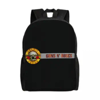 Custom Guns N Roses Bullet Logo Backpack for Girls Boys Hard Rock Band School College Travel Bags Bookbag Fits 15 Inch Laptop
