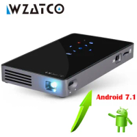 WZATCO CT50 DLP Projector Android Smart WIFI Bluetooth Pico Mini Micro lAsEr Portable Proyector with Battery for Home Theater