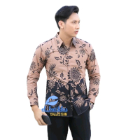 Baju batik pria lengan panjang lapis fuing dalam Katun prima Nyaman di pakai motif bunga matahari H