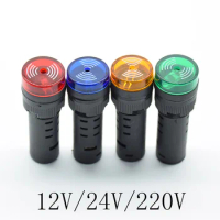 1pc 16mm Panel Mount led Indicator buzzer 12V 24V 220V led buzzer red green yellow LED lamp Indicato