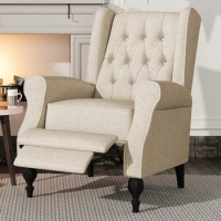 Accent Chair Push Back Recliner With Arms, High Back Upholstered Tufted Accent Lounge Armchair Single Sofa Chair