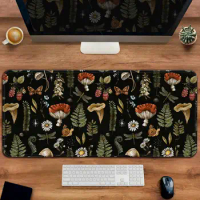 Desk mat, witch mouse pad xxl, magic mushroom forager, bohemian wicca pagan roots, nature desk mat, xl mystery mouse pad