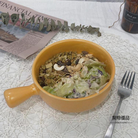 陶瓷泡面碗單個創意帶蓋早餐碗個性烤箱焗飯碗家用沙拉碗【聚物優品】