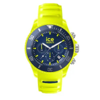 【Ice Watch】三眼計時活力系列 藍錶面 40mm CH-螢光黃矽膠錶帶