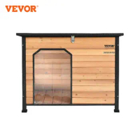 VEVOR Outdoor Dog House Waterproof Insulated Dog House with Elevated Floor Anti-Bite Wood Dog House Outdoor Iron Frame Open Roof