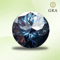 Moissanite Diamond Primary Color Royal Blue Round Shape Special Emperor General Cut Lab Grown Gemstone Jewelry with GRA Report