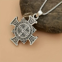 Michael the Archangel Pendant Necklace / Christopher Saint Cross Necklace / Jesus Christ Medal / Ben