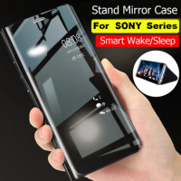 Mirror Case For Sony Xperia 5 II 1 II 10 II Plus XZ5 XZ4 XZ3 Smart Flip Clear View Shockproof Intelligent Phone Cover