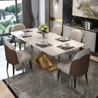 Customized Luxury Furniture Dining Room Marble Dining Table Set 6 Seater Hotel Suite Dining Table Set Modern