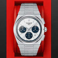TISSOT天梭 官方授權 PRX系列 熊貓 三眼計時機械腕錶 618 年中慶 禮物 42mm/T1374271101101