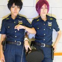 Free! Iwatobi Swim Club Rin Matsuoka Yamazaki Sosuke Cosplay Costume Police Uniform with hat 11