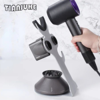 Hair Dryer Holder for Dyson Supersonic Stand Holder with Power Plug Cable Organizer Bracket Hair Dryer Diffuser and Nozzles