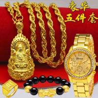Gift Plated 100% Real Gold 24k 999 Watch 999 Necklace Men's Aggressive 999 Large 999 Chain Thick New Style Pure 18K Gold Jewelry