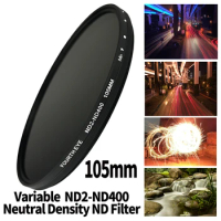 ND Lens 105mm Variable ND2-ND400 Neutral Density Filter Fader ND Adjustable Optical Glass Lens Apply to 105mm camera lens
