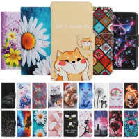 For Huawei Y7 2019 DUB-LX1 Cute Flowers Pattern Wallet Case on For Huawei Y7 Y6 Y5 2019 Y5 2018 Funda Magnetic Flip Leather Case