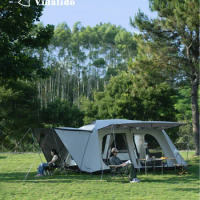 Vidalido Large Size 2bedroom 1living Room 5-8People Camping Villa Tent Rainproof Sunscreen Outdoor Aluminum Alloy Glaming Wigwam