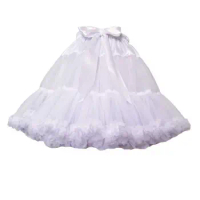 Women Girls Ruffled Short Petticoat Solid White Color Fluffy Bubble Tutu Skirt Puffy Slip Prom Crinoline Underskirt