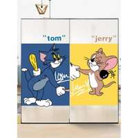 玻璃貼 可愛 靜電貼 客製化 湯姆貓與傑利鼠 防偷窺神器 磨砂靜電免膠卡通貓和老鼠透光不透明浴室玻璃貼