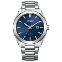 【CITIZEN 星辰】GENTS系列 光動能 八角形 簡約時尚不鏽鋼腕錶/藍色41mm(BM7600-81L)