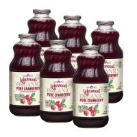 【Onatural歐納丘】箱購_Lakewood有機純蔓越莓果汁946mlx6瓶(100%有機蔓越莓原汁、無添加防腐劑、無添加糖)