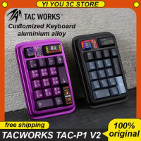 Tacworks Tac-P1 V2 Digital Mechanical Keyboard Wireless Bluetooth Three Mode Rgb Via Aluminum Alloy Office Customized Keyboard