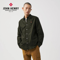 【JOHN HENRY】牛津布長袖襯衫-墨綠