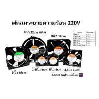 พัดลม 3นิ้ว 8cm / 3.5นิ้ว 9cm / 4.5นิ้ว 12cm / 6นิ้ว 15cm / 8นิ้ว AC 220V RACK FAN/Cooling Fan ตัวขอ