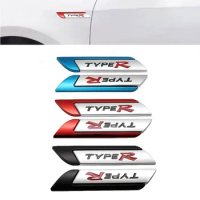 3D Metal Type R Logo Side Fender Car Emblem Badge Sticker Decals For Honda CIVIC FD2 FD FA 5 Mugen TypeR Racing Auto Accessories