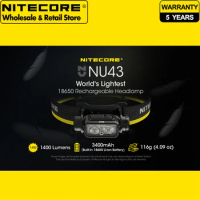 1400 Lumens NITECORE NU43 Lightweight USB-C Rechargeable Headlamp Built-in 3400mAh Li-ion Battery