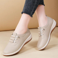Original export overstock special price cowhide spring women's shoes, slip-on soft-soled casual shoe