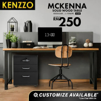 KENZZO: MCKENNA SOLID WOOD TABLE/Study Table/Meja/L Shape Table / /SOLID WOOD TABLE/METAL LEG