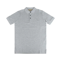 【BURBERRY 巴寶莉】BURBERRY LOGO純棉內格紋POLO衫(男款/淺灰)
