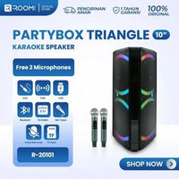 ROOMI Partybox Triangle 10 Inch Karaoke Speaker 4x Sound Power Full Bass Treble Wireless Bluetooth S