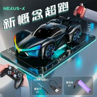 兒童手勢感應遙控車玩具新能源充電汽車四驅未來概念賽車男孩禮物磨砂黑【手柄遙控+手勢感應】雙電暢玩【2組鋰電池+遙控器電池】