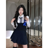 jk制服純欲學生裝學院風領帶襯衫馬甲背心百褶半身裙套裝女三件套