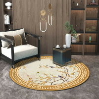 中國風中式圓形地毯客廳臥室衣帽間地墊瑜伽墊佛堂地墊防滑可水洗