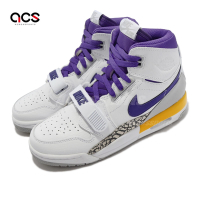 Nike 休閒鞋 Air Jordan Legacy 312 GS 大童 女鞋 喬丹 湖人隊配色 爆裂紋 白紫 AT4040157