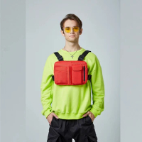 Harden Chest Rig hip hop tactical chest bag streetwear Harden with a small red bag backpack