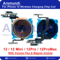 Original NFC Chip For iPhone 12 Mini Pro Max Wireless Charging Charger Panel Coil Sticker With Volume Button Flex Cable
