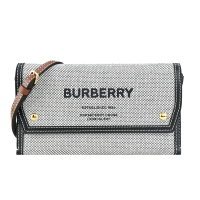 【BURBERRY 巴寶莉】Horseferry系列刺繡LOGO 帆布斜背包(米白)