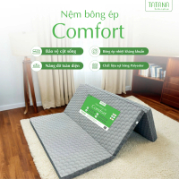 [ MUA 1 NỆM TẶNG 1 GỐI TIM ] Nệm Bông Ép Tatana Comfort Gấp 3, lõi xanh,  di chuyển tiện lợi,  Áo nệ